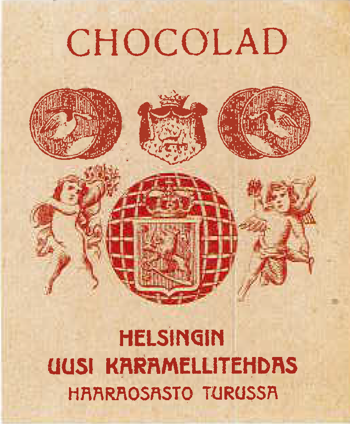 Helsingin uusi karamellitehdas, vanha logo.